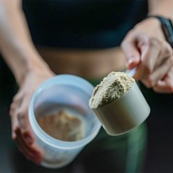 Creatine powder filling in a shaker