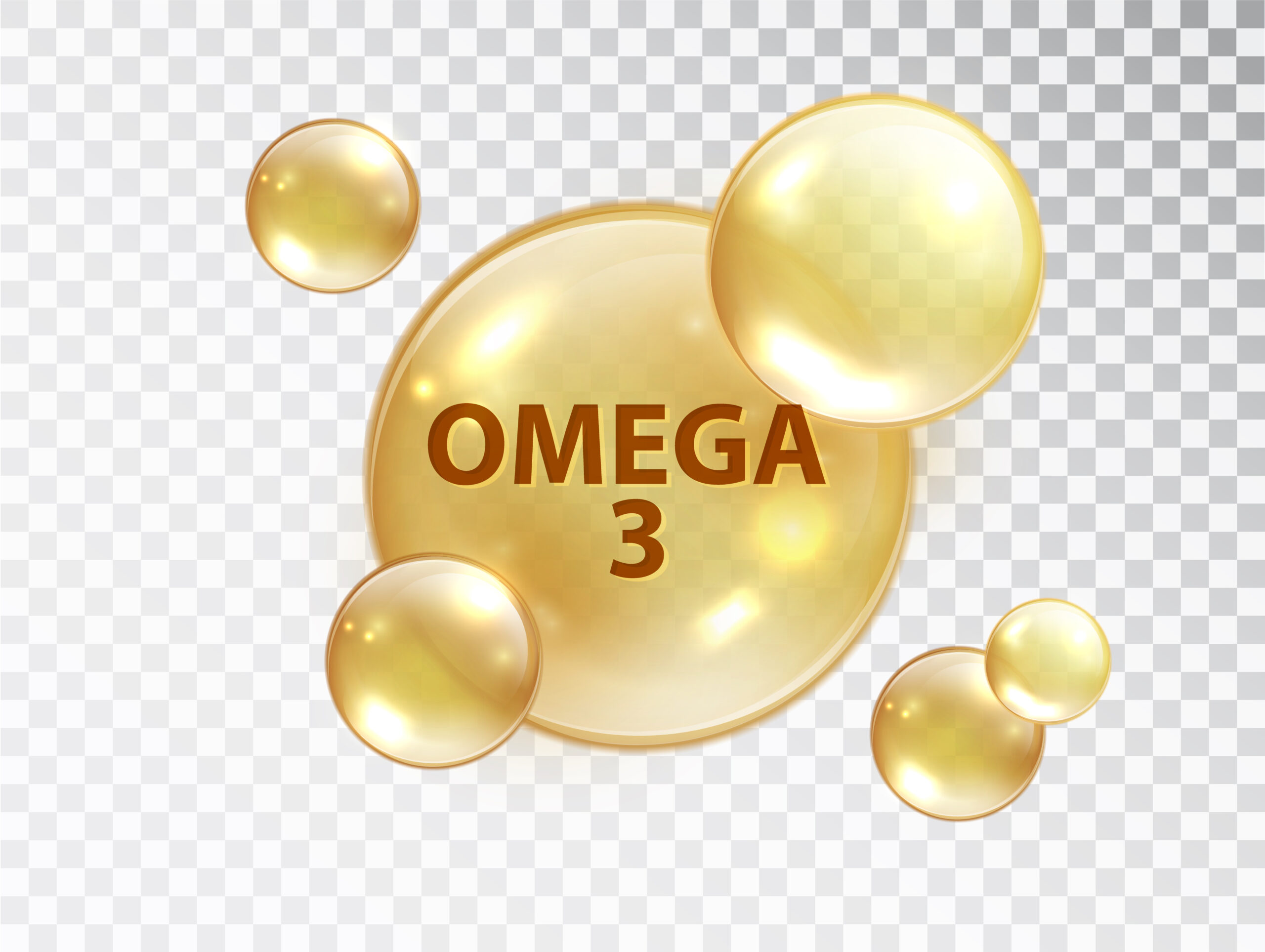 Omega 3 pill. Vitamin capsule. Oil bubble isolated on transparent background. Beauty treatment nutrition skin care design. Oil macro vector illustration.
